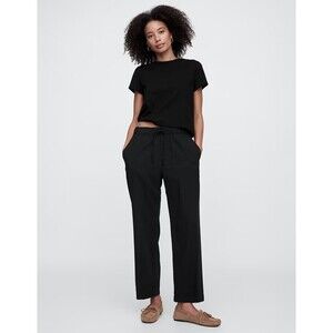 New Gap Pants Size XL Mid Rise Easy Twill Pull On Elastic Drawstring Waist Black